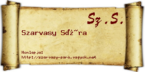 Szarvasy Sára névjegykártya